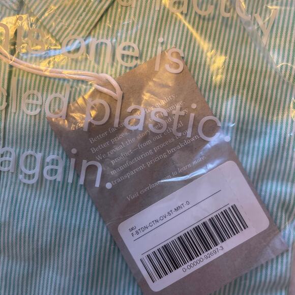 Everlane The Silky Cotton Relaxed Shirt Pinstripe Mint Green Size 0 NWT - Picture 9 of 11
